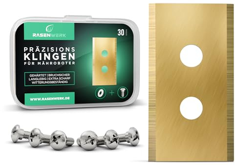 RASENWERK® - Hochwertige Mähroboter Messer mit passenden Schrauben - Universal Ersatzklingen Ersatzmesser für die Marke Mammotion – Rasenroboter Messerset – 30 Stück