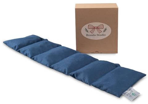 Rosula Studio Cherry Stone Heat Pack – Natural Reusable Microwavable Heat Pad for Neck, Shoulders, Back | Hot Water Bottle Alternative | Water-Repellent Cotton Blend Cover | 60×15 cm (Dark Blue)