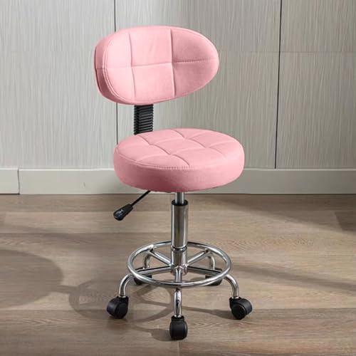 HDHNBA Fauteuil de Bureau Moderne - Tabouret Roulant de Bureau à Dos Bas,Réglable en Hauteur - Chaise de Travail Pivotante avec Repose-Pieds pour Bureau,Domicile,Salon ou Dessin(Rose,Paquet de 1)