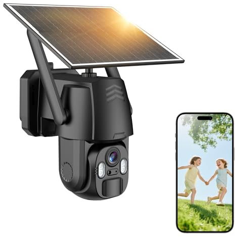 AMOROM 3G/4G LTE Überwachungskamera Aussen Solar mit SIM Karte, 2K Kamera Überwachung Akku Ohne WLAN mit Farb Nachtsicht, Bewegungserkennung, IP66 Wasserdicht
