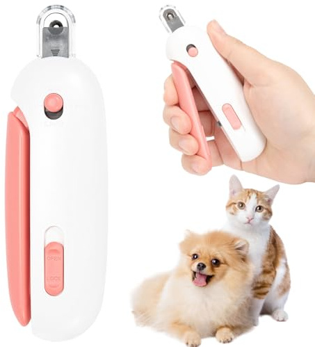 Zouwel Cat Claw Clippers, Cat Nail Clippers With Safety Guard, Adjustable 3-Size Trimming Hole, Safe Anti-Splash Kitten Nail Clipper for Pet Indoor Cats Home Trimmer (Pink)