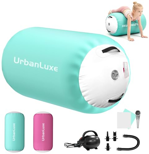UrbanLuxe UrbanLuxe Air Rolle Turnen, Air Roll Aufblasbare, Luftrolle mit Elektropumpe, für Gymnastik, Gleichgewichtstraining, Rückbeuge-Training-120 * 90cm-Grün