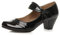 Ajvani Womens Ladies mid Heel Mary Jane Strap Smart Work Comfort Court Shoes, Black Patent, 6 UK