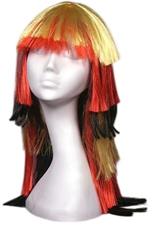 Pechstein Deutschland Perücke mit Glattem Haar, 100% Polyester, Haarnetz aus Baumwolle, Germany