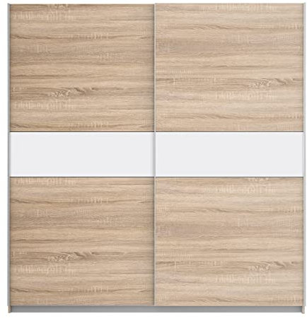 Forte Winner Plus Armario de Puertas correderas, derivado de Madera, Blanco Combinado con Roble Sonoma, 200,1 x 209,7 x 61,2 cm