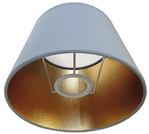 Tisch-Lampenschirm Chintz *rund*, Chintz grau/innen Goldfolie seidenmatt Du=20 / Do=15/ H=12cm Befestigung unten E27 (optional lieferbar Reduzierring auf E14) (Amazon B06XHPVZ4G))