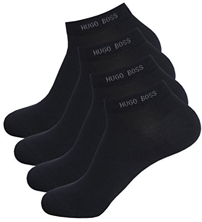 Hugo Boss Herren Sneaker Socken Füßlinge Business Socks 50388443 4 Paar, Farbe:Schwarz, Größe:43-46, Artikel:-001 black