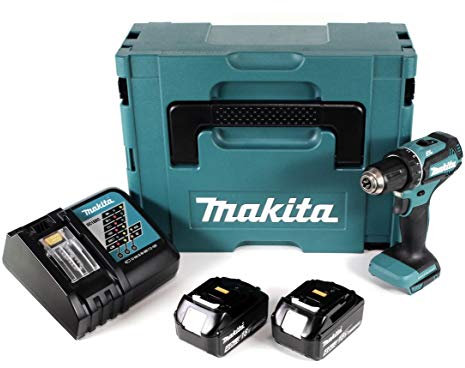 Makita DDF 485 RFJ - Taladro atornillador inalámbrico (18 V, 2 baterías de 3 Ah, cargador en Makpac)