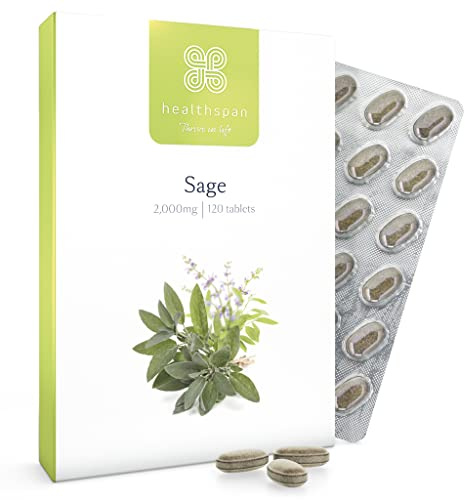 Healthspan Sage 2,000mg (120 Tablets) | Women's Health | Natural Extract of Botanical Sage | Vegan