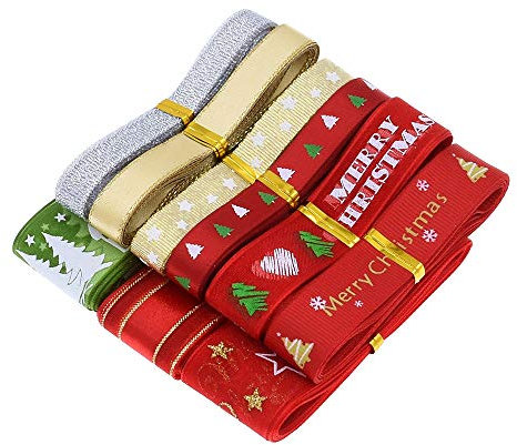 Geschenkband 9 stil 18 Yards Weihnachtsband Multisize Satinband Dekoband für Festival Geschenkverpackung Dekor