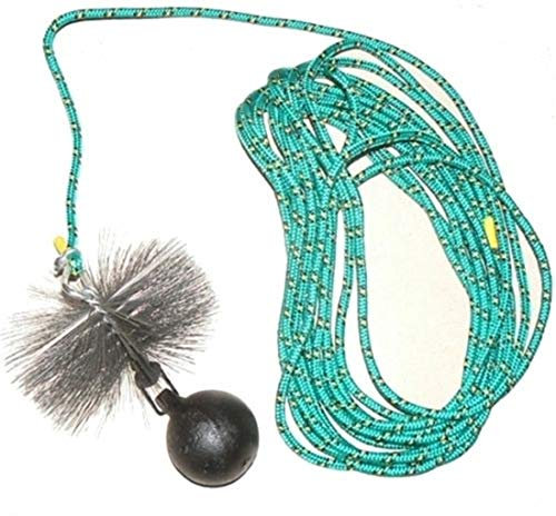 rg-vertrieb Kaminbesen Schornsteinbesen Kehrbesen Zugbesen Rußbesen aus Stahldraht + Zugseil PP-Seil + Zuggewicht 1,9kg Set Größe wählbar (Besen 20cm, Zugseil 5m)