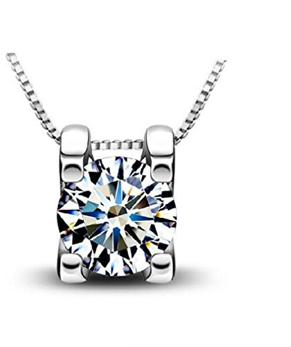 Halsketten für Frauen Silberkette Damen 925 Kette Silber mit Anhänger Zirkonia Damenkette schlichte klassische wie brilliant dezent klein Geschenkset