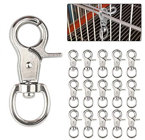 15PCS Trigger Snap Hooks, 360 Degree Swivel Spring Buckle Metal Swivel Clips Heavy Duty Snaps Hook for Pet Cages Chains Keychains Swivel Clip Hooks Lobster Claw Clasps Lanyard Snap Hook Purse Clip