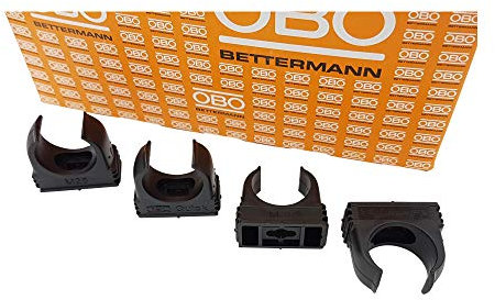 50x OBO Bettermann M25 Quick-Schellen | Klemmschelle | Rohrschelle | anreihbar | tiefschwarz | 25mm | 50 Stück