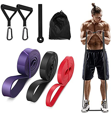 YipGrace Resistance Bands Fitnessbänder Premium Widerstandsbänder Gymnastikband Pull Up Bänder Elastisches Band für Powerlifting Fitness (Rot Schwarz Lila)