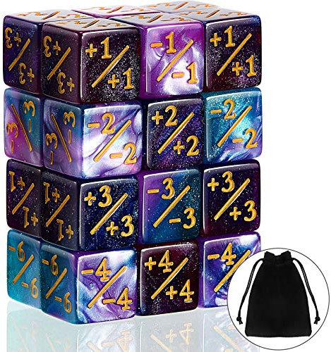 Sumind 24 Stück Würfel Zähler Zeichen Würfel D6 Würfel Loyalität Zähler Würfel Kompatibel mit MTG, CCG, Kartenspiel Zubehör, 2 Arten (Frischer Stil)