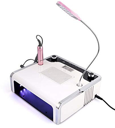 scosao Profi Nagel Staubsauger 108W, Nagelfräser für Elektrische Nägel mit 30000 U/min Maniküre Stift, Nageltrockner, LED Lampe, 4 in 1 Nagel Staubabsaugung Tischabsaugung Nageltisch für Maniküre