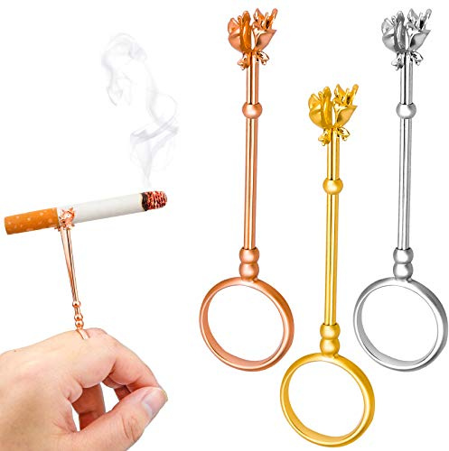 3 pcs Handfinger-Zigarettenring Rauchen Zigarette Fingerring Hände Frei Zigarette Fingerring Halter （Silber Gold Rose Gold）