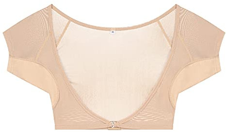 Confidenceforall® | Anti Schweiß DryDress Top Damen | Keine Schweißflecken | Bambus Unterwäsche & Silberionen | Sportshirt Damen mit Anti Schweiß Unterhemd für Sommer & Winter | Beige Größe S