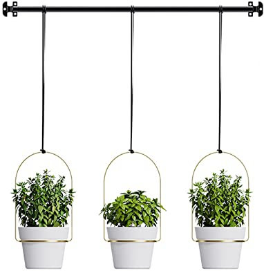 DEDEMCO Triflora Hänge-Pflanzgefäß für Fenster, moderner Pflanzenhalter für den Innenbereich, Hängeblumentöpfe, Korb, Luftpflanzenhalter für Zuhause, Büro, Fensterdekoration, goldfarben
