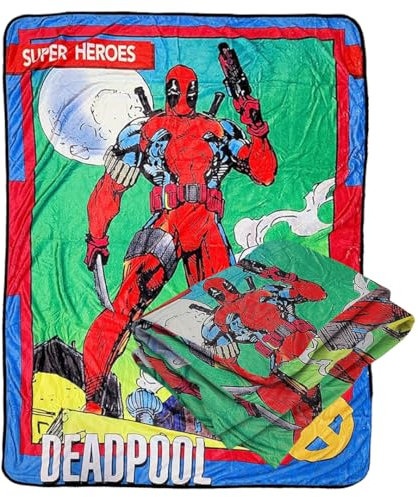 Bazillion Dreams Marvel Deadpool Fleecedecke, weich, bequem, für Erwachsene und Kinder, Maße: 152,4 x 114,4 cm