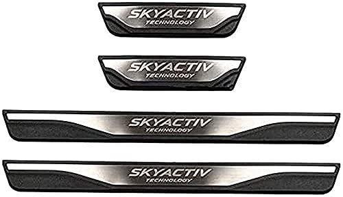 Eamily 4 Stück Edelstahl Auto Ladekantenschutz Trittleisten Pedale für Mazda 3 6 CX-5 2014-2022, Auto Styling Scheuerschutz Anti-Rutsch-Pedal Anti-Schmutz-Abdeckung Wasserdicht Zubehör