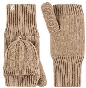 HEAT HOLDERS SOCKSHOP Damen Ash Zopfmuster Konverter-Fäustlinge Packung 1 Beige Einheitsgröße
