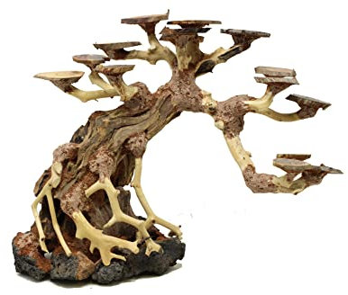 Bonsai Driftwood Aquarium Tree AWQ Random Pick (9in Height) Natural, Handcrafted Fish Tank Decoration | Easy to Install