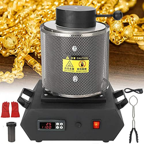 JIADUOFU Kit Horno Fusión Oro, 1150 ℃ / 2102 ℉ Máquina Automática Horno Fusión Digital con Crisol Grafito para Metal, Plata, Joyería, Horno De Fundición Refinación Cobre,Black-220V-3kg