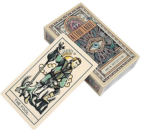 Kiuiom Tarot-Karten, Tarot-Deck, Hexen-Tarot, Wahrsagerei Spielzeug für Anfänger Holographisch Tarotkarten Schicksals-Weissagungskarte Wahrsagewerkzeuge Kartenspielen