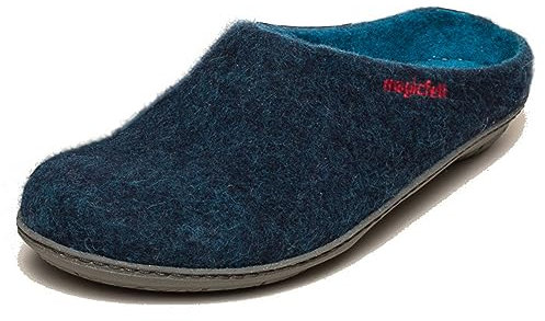 Magicfelt 736 Filzpantoffel für Damen & Herren aus 100% Merinowolle Dark Petrol, 38