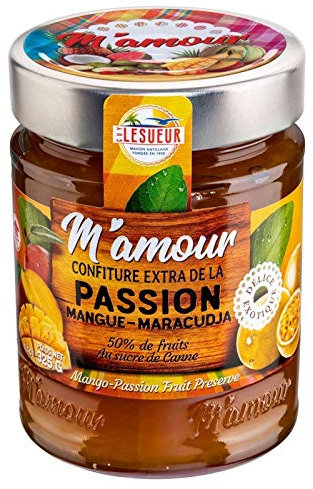 CONFITURE PASSION POT VERRE 325G, M'AMOUR, LOT DE 4