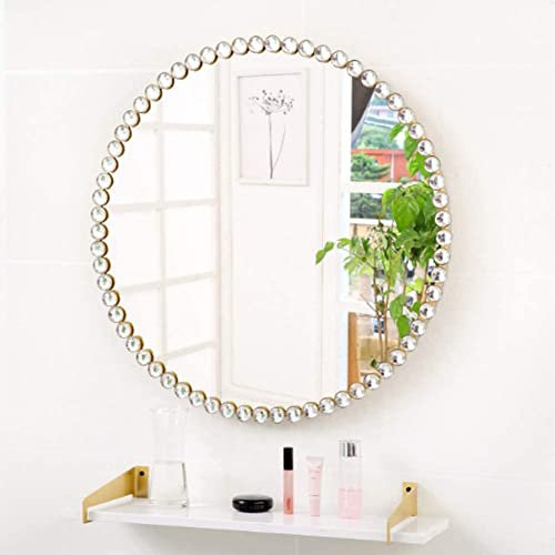 Espejo de baño Redondo, Espejo de tocador de Lavabo montado en la Pared, Metal de Hierro Forjado Decorativo