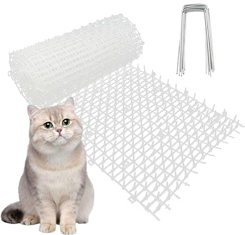 200 * 28cm Pinchos Anti Gatos Tiras de Espinas para Gatos Plástico Anti Estera del Gato para jardinería con 8 Clavijas Repelente para Disuasión para Animales Salvajes Protección de Plantas de jardín