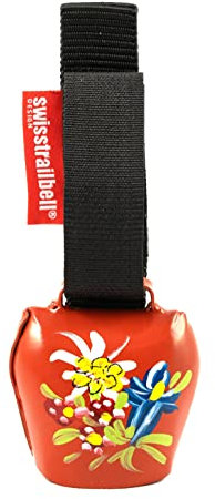 Das Original!! swisstrailbell® Edition rot mit Alpenblumen, handgemalt, Fahrradklingel, Trailbell, Bärenglocke, Signalglocke