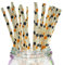 LUMOUS ROLA Paper Straws, Drinking Straws Assorted Bio Degradable Drinking Paper Straws Wedding Party, Party Straws, Restaurant, Juice Drinking Straws (25X White with Orange Black Dots)