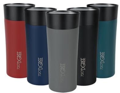 720°DGREE Thermobecher 350ml “PleasureToGo 2.0” - 3 Größen, 5h Heiß, 10h Kalt, Auslaufsicher, BPA-Frei, Hygienisch, 360° Trinköffnung - Travel Mug, Thermo Becher To Go: Schlank, Edel - Grau