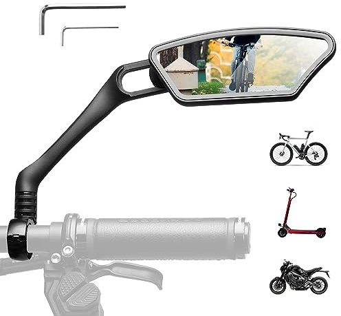 ROCKBROS Fahrradspiegel Rückspiegel HD Edelstahl Spiegel Generation Spiegelfläche Fahrrad Spiegel für Lenker 21-26mm, 360 ° Verstellbarer Universal Sicherer Rückspiegel für Mountainbike, Rennräder