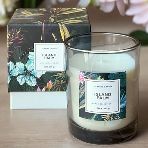 MIJOMA Duftkerze im Glas 200g, Aroma-Kerze mit 50 Stunden Brenndauer - Elegante & Gemütliche Wohnatmosphäre, Exquisite Geschenkidee für Duftliebhaber - Genuss für die Sinne (Island Palm)