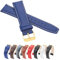 MARCHEL Lederarmband 14mm Blau-Weiß WB130 Gold Schließe Uhrenarmband Rindsleder Genarbt (14 mm, Blau-Weiß)