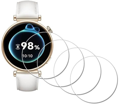 iDaPro [4Pcs Protection d'Ecran pour HUAWEI Watch GT 5 GT 4 GT4 GT5 41mm,Verre Trempé,Dureté 9H,Anti-rayure,Sans Bulle,Anti-empreinte,Installation Facile