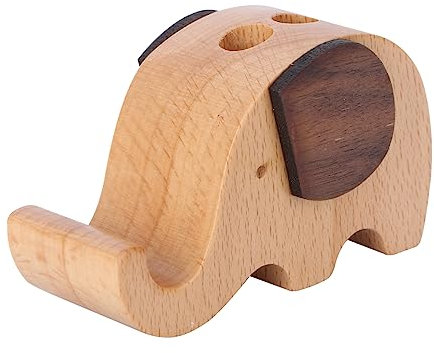 MAGICLULU Wooden Elephant Shape Pen Storage Pot Multifunctional Mobile Phone Holder Elephant Pen Organizer for Desk While Working Studying