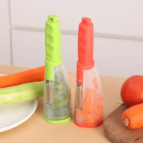 2Pcs Multifunctional Peeler with Storage Box, Potato Peeler with Container, Vegetable Peelers for Kitchen, Fruits and Vegetables Peeler, Suitable for Carrots Potatoes Melons Kitchen Gadgets