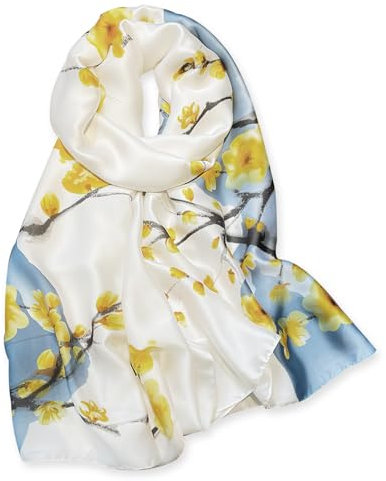 vimate Creme große Satin-Schal für Frauen, Frühling Oblong Silky Hals Schals für Geburtstag Weihnachten Geschenk (DE-Style 22)