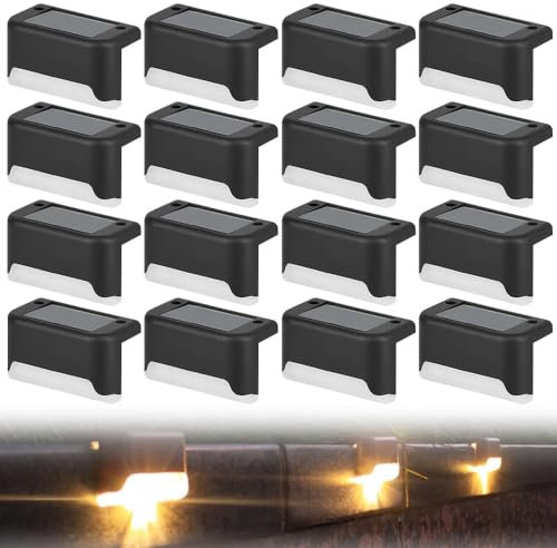 KBIBCK 16 pezzi Luci solari per esterni, LED Solare Impermeabile, LED Lampada da Scale Solare Impermeabile Illuminazione, per giardino, percorso, patio, scale, passi, recinzioni