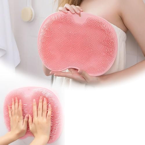 Shower Foot & Back Scrubber,Massage Pad,2024 New Wall Mounted Back Scrubber,Silicone Bath Massage Cushion Brush with Suction Cups,Bathroom Wash Foot Mat Exfoliating Dead Skin Foot Brush (Pink)