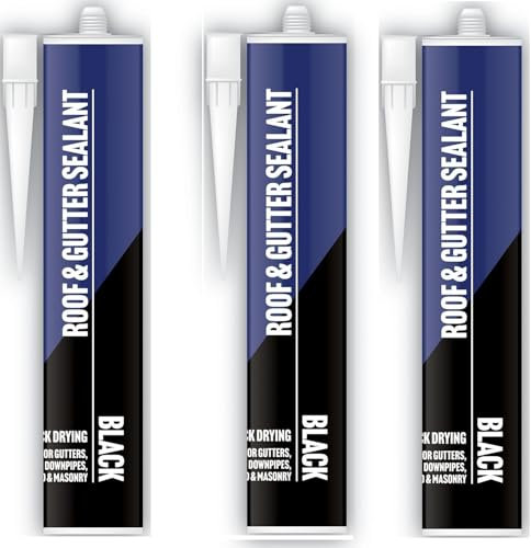 3 X Cartridge silicone sealant easy to apply indoor & outdoor multi use sealant all-purpose acrylic white clear black brown Silicone (3x Black Roof & Gutter Sealant)