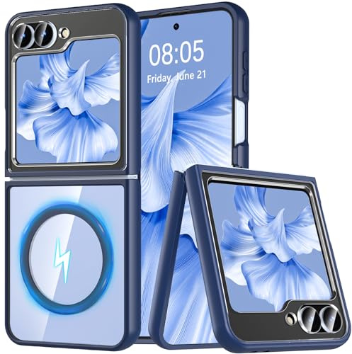 OWKEY für Samsung Galaxy Z Flip 7 FE/Z Flip 6 Hülle, Magnetisch Handyhülle kompatibel mit Magsafe, Kratzfeste Slim Dünne Schutzhülle Case Bumper (Blau)