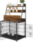 GarveeLife Furniture Style Dog Crate, Indoor Basic Dog Cage with 3-Layer Storage Shelves, Flip-up Top End Table Dog Cage, Dog Kennel Furniture with Adjustable Bowls, 37.4 L x 24.4 W x 57.1 H,Brown