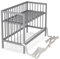 Sämann Baby Beistellbett 60x120 cm - nutzbar von 0 bis 4 Jahre - umbaubar zum Babybett - Gurtsystem & höhenverstellbar für alle Betten - grau (ohne Matratze, grau)